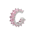 Elegant silver ear cuff featuring micro-pave pink baguette cubic zirconia stones - Silver Pink Zirconia