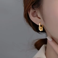 Elegant 925 sterling silver hoop earrings with polished gold beads for women - Gold