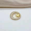 S925 silver hollow round earring base with sparkling white zircon and gold plating - Gold Pendant Setting Only (Without Pearl) / 8-11mm