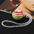 Colgante de coche con esfera de arcoíris luminosa, cadena de cristal y diamantes de imitación - Bola Luminosa de Diamantes de Imitación Completa-Arco Iris