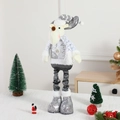 Standing Christmas elk doll with silver sequin vest and telescopic legs for decor - Christmas Reindeer