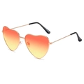 Detail of heart sunglasses with orange gradient lenses and rose gold metal frame - Red Yellow Gradient