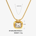 Collier doré en acier inoxydable avec pendentif carré et chaîne serpent de 40+5CM - Blanc