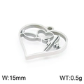 Minimalistischer Herzanhänger mit EKG-Muster aus poliertem Edelstahl in Silberoptik - 15mm / Stahlfarbe