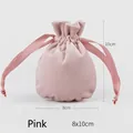 Elegant pink velvet drawstring jewelry pouch with satin ribbon, size 8x10cm - 8x10cm / Pink