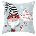 Detail of Christmas gnome pillowcase featuring soft peach skin fabric and Merry Christmas text - Style 17