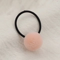 Elastic black hair tie featuring a soft light pink plush pom-pom decoration - Pale Green