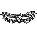 Elegant black lace masquerade eye mask with fox ears and satin ribbons for parties - Tiger Face