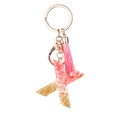 Pink resin letter X keychain with gold leaf flakes and stylish tassel for handbags - Pink Gold Foil X