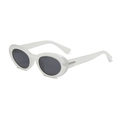 Retro oval sunglasses with translucent ice white frames and dark grey lenses for women - Transparent White Frame Grey Lens