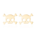 Gothic hollow skull stud earrings in a golden metallic finish for Halloween fashion - Heart-eye Skull Gold
