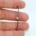 G23 titanium industrial barbell with central clear cubic zirconia stone - White Zirconia