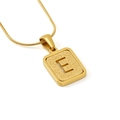Gold stainless steel necklace with frosted letter E pendant on a thin snake chain - Letter E