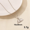 Silver stainless steel evil eye pendant necklace with 16x28mm fan-shaped cutout design - Silver Evil Eye Fan Style (S1063-S+N22-S)