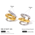 Detailed view of layered stainless steel ear cuffs featuring waterproof design and dimensions - Spiral Multi Layer Two Tone Style (NB-E1637-GS)