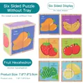 3D wooden fruit cube puzzle featuring 6 patterns like mango and strawberry for kids - 4 Grains - Fruit