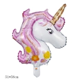 Pastel unicorn head foil balloon with golden horn and floral details, size 51x58cm - Pink Medium Unicorn Head-51*58cm