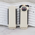 Portable folding hairbrush set in beige and black with cute sheep design and mirror - Cream Yellow (Fixed Mirror-With Sheep Sticker)