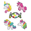 5D DIY diamond painting stickers featuring colorful unicorns and sweet candy shapes for kids - 906-4/5Pcs Set