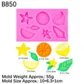 Pink silicone mold for DIY fondant featuring lemon slices and starfruit leaf shapes - 1# Pink B850