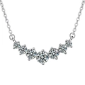 Silver necklace with seven gradient round cubic zirconia stones on a cross chain - Xl-100 [white Gold]