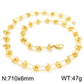 Gold knotted stainless steel necklace with rectangular links and lobster clasp finish - Necklace / 71cm / Gold