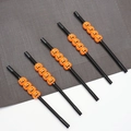 Halloween pumpkin straws set of 5 with orange Jack-o'-lantern decor on black tubes - Short Style / Black Pumpkin