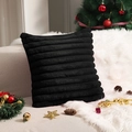 Schwarzer Plüsch-Kissenbezug mit horizontalen Streifen für die Weihnachtsdekoration - 30*50cm / Schwarz