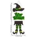 Green witch Happy Halloween door sign hanging decoration with dimensional measurements - Multi-layer Witch Door Sign / Green