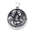 Silver vintage 3D relief Virgin Mary Holy Family pendant necklace for men and women - Holy Family Relief (Style 10 Pendant Only)