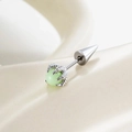 Claw-set stud earring with light green luminous bead and silver cone backing - Light Green Jade Dragon Claw Style (A694-8)