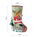 Calcetín navideño de punto verde con aplique de Papá Noel 3D, dimensiones 15x31x19cm en blanco - Reno