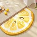Semi-circle lemon fruit bath mat with bright yellow tufted plush fibers for home decor - Half Lemon