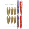 Faux ongles stiletto faits main avec finition dorée miroir et accents de perles - Style Stiletto Palais de Luxe (2009) / XS