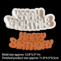 Siliconen Happy Birthday lettermal voor chocolade en taartdecoratie in het wit - Stijl 2-Ronde Letters / Grijs
