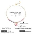 Detalle de collar en acero inoxidable dorado con cuentas de colores y colgante de corazón - Estilo de Colgante de Corazón de Pastel (JDN0205010)