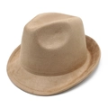 Coutures détaillées sur le bord d'un chapeau fedora vintage en daim marron clair - M (56-59cm) / Camel (Daim)