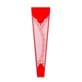 Single rose sleeve in vibrant red with pink heart pattern and lace details - Lace Single-Stem Bag (Red)