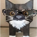 Handcrafted wooden cat shaped eyeglasses holder and creative tabletop storage stand - Black Cat