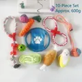 10-piece durable dog rope toy set with cotton chew toys, frisbee, and plush accessories - 10-Piece Set Approx 600g