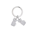 Minimalist silver stainless steel keychain featuring two cute cartoon cat pendants - 2 Cats / Silver