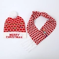 Ensemble bonnet et écharpe de Noël rouge tricoté avec LED et texte Merry Christmas - Ensemble Bonnet & Écharpe à Carreaux Rouge et Blanc