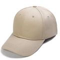 Minimalist khaki cotton baseball cap with ponytail opening and classic stitched brim - Adult, Adjustable / Khaki