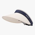 Visiera parasole pieghevole beige e blu navy a tesa larga con protezione UV estiva - Regolabile / Beige/Blu Marino