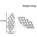 Silver stainless steel mesh flower earrings with size specs and 10.9g weight - Chain Link / Silver