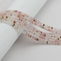 Strands of 2x4mm transparent and pink natural stone spacer beads for DIY jewelry making - Watermelon Skin (Striped)