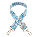 Floral print wide strap for bags with adjustable gold metal buckles on white background - Style 225 + Gold Buckle
