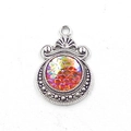 Retro silver 12mm moon scale pendant charm with iridescent mermaid pattern - Rainbow Scale (6)