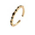 Gold plated open ring with marquise and round green zircon stones in vintage style - Adjustable Open / Vintage Green Zirconia / Gold