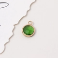 10mm green faceted crystal charm with round gold frame for DIY jewelry making - Dark Green